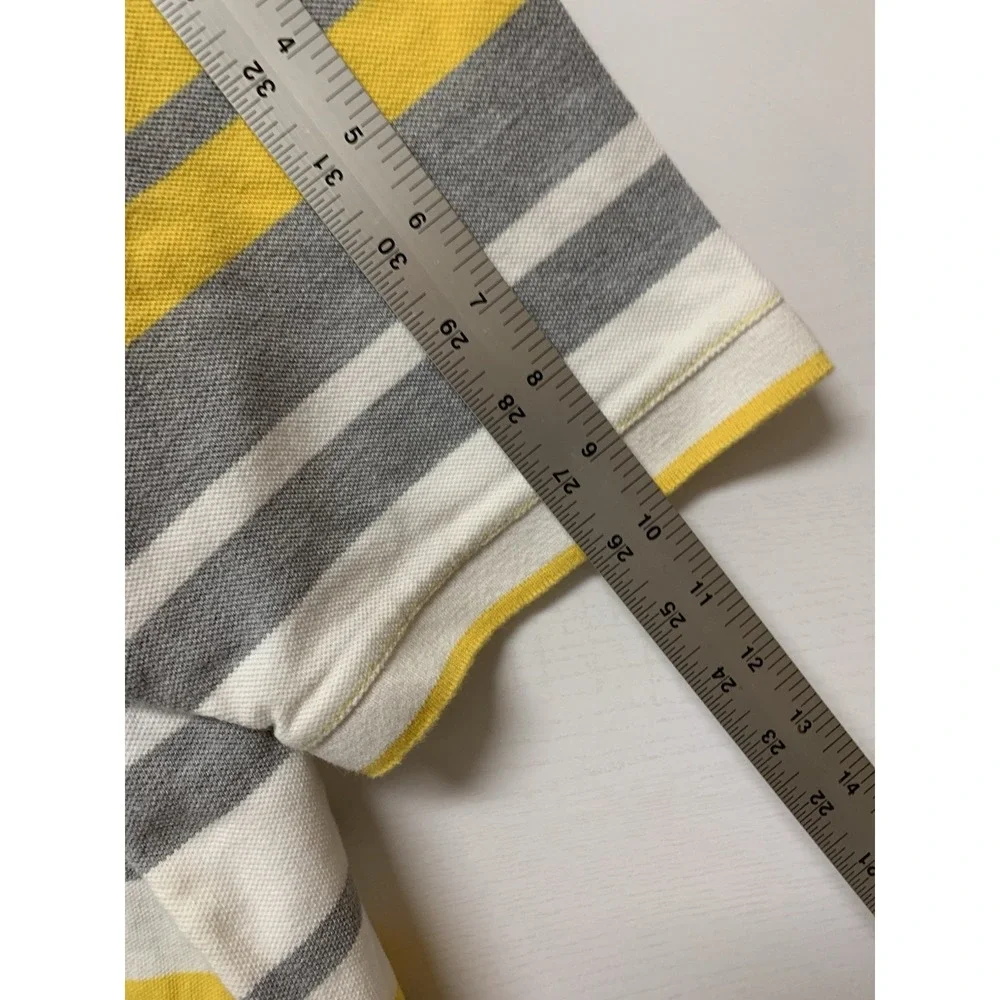 Vintage Y2K Rocawear Mens Striped Polo 2XL White Yellow Shirt Short Sleeve - Picture 9 of 10